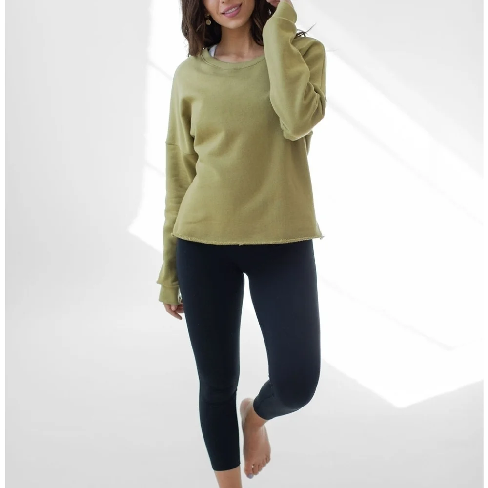 Savvi Olive Green Open-Back Sweatshirt Womens Small - Picture 6 of 7